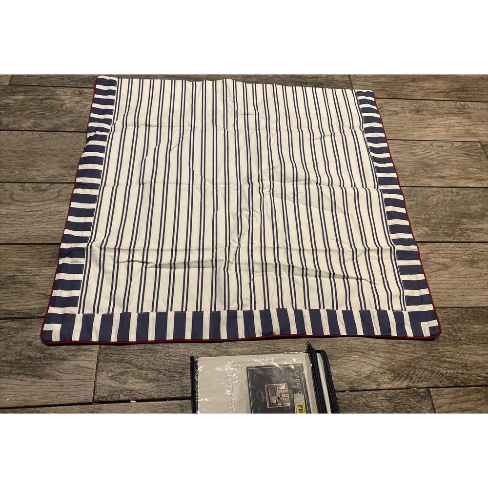 New Daniel Cremieux Cotton Blue White Striped Euro 26" X 26"  Pillow Sham‎